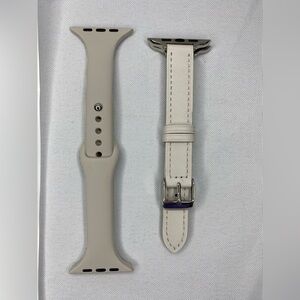APPLE Watch Bands‎ Set of 2 Skinny Silicone & Leather 42/44/45/49mm NWT